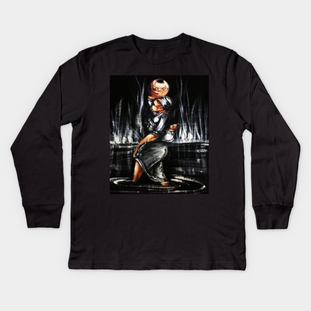 African Woman Carrying Child, African Black History Art Kids Long Sleeve T-Shirt by logiamerch