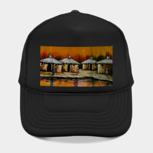 African Village, African People Artwork, Black History Hat