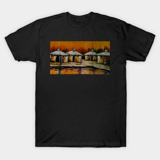African Village, African People Artwork, Black History T-Shirt by logiamerch