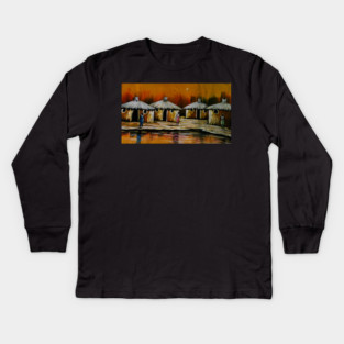 African Village, African People Artwork, Black History Kids Long Sleeve T-Shirt