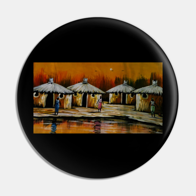 African Village, African People Artwork, Black History Pin by logiamerch