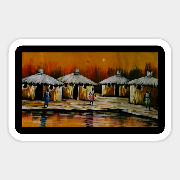 African Village, African People Artwork, Black History Magnet by logiamerch
