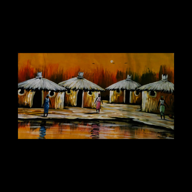African Village, African People Artwork, Black History by logiamerch