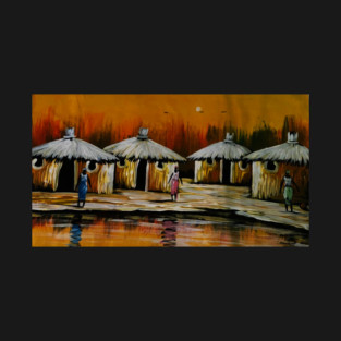 African Village, African People Artwork, Black History T-Shirt