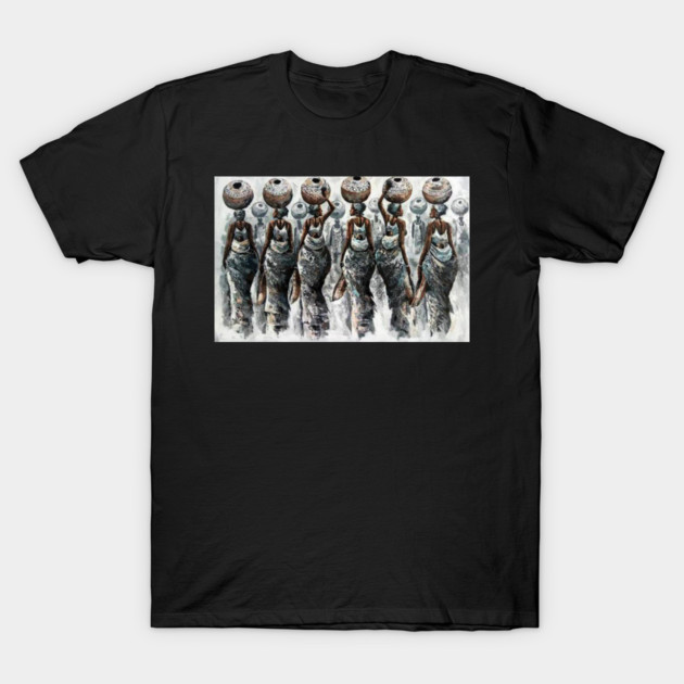 African Women Carrying Pots, Black History Art T-Shirt by logiamerch