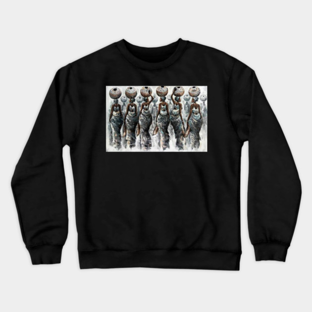 African Women Carrying Pots, Black History Art Crewneck Sweatshirt by logiamerch