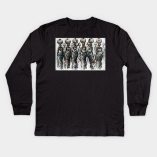 African Women Carrying Pots, Black History Art Kids Long Sleeve T-Shirt