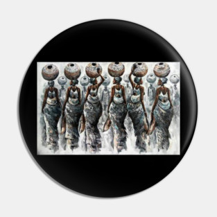 African Women Carrying Pots, Black History Art Pin