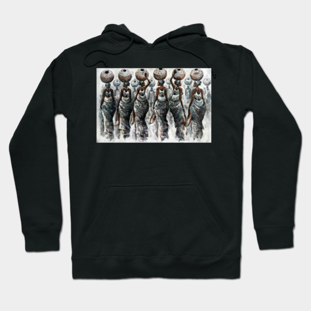 African Women Carrying Pots, Black History Art Hoodie by logiamerch