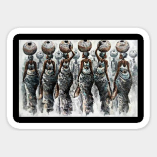 African Women Carrying Pots, Black History Art Sticker