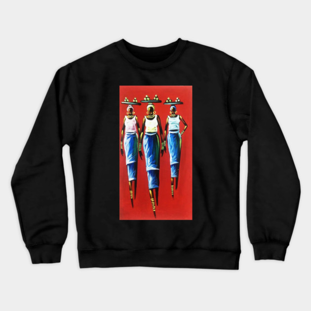 African Woman Carrying Fruits, Black History Crewneck Sweatshirt by logiamerch