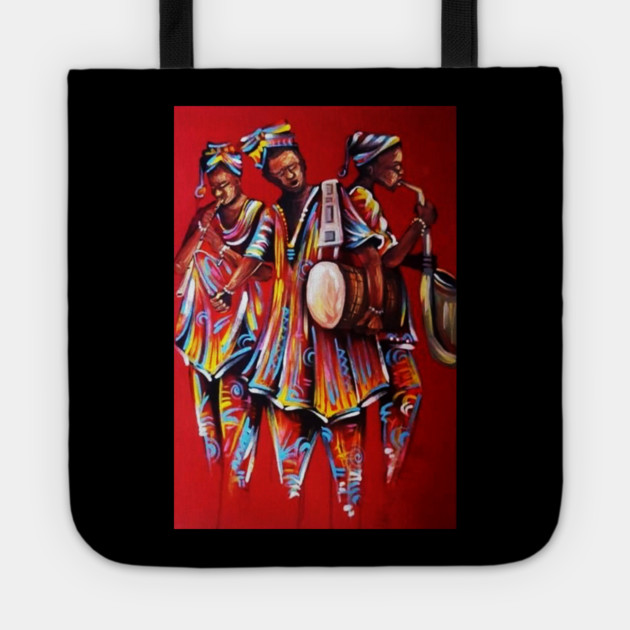 African People playing Instruments, Black History Art Tote by logiamerch