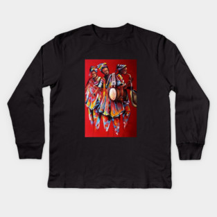 African People playing Instruments, Black History Art Kids Long Sleeve T-Shirt