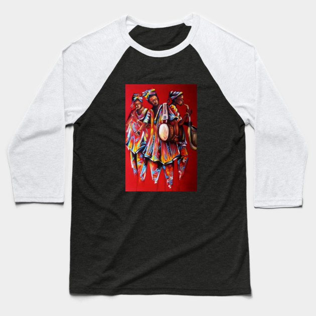African People playing Instruments, Black History Art Baseball T-Shirt by logiamerch