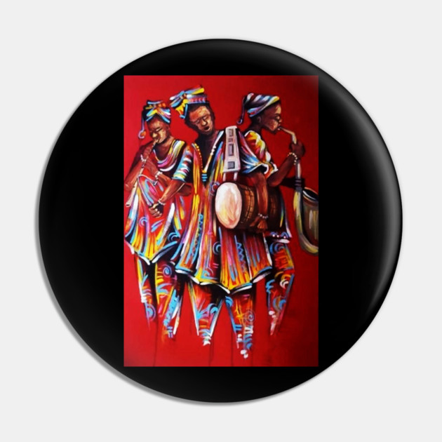 African People playing Instruments, Black History Art Pin by logiamerch