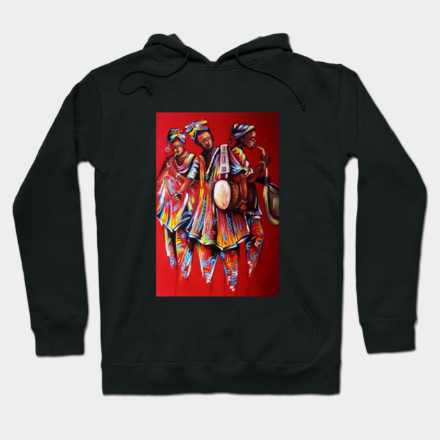 African People playing Instruments, Black History Art Hoodie by logiamerch