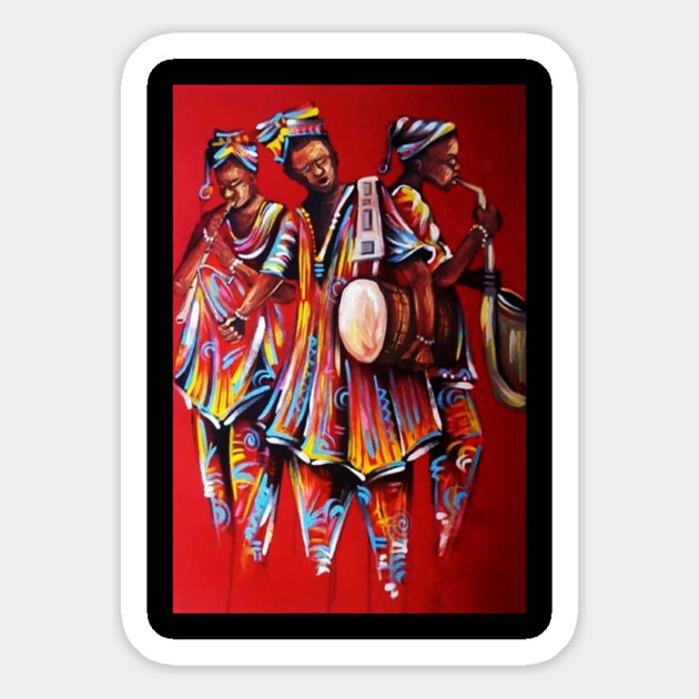 African People playing Instruments, Black History Art Magnet by logiamerch