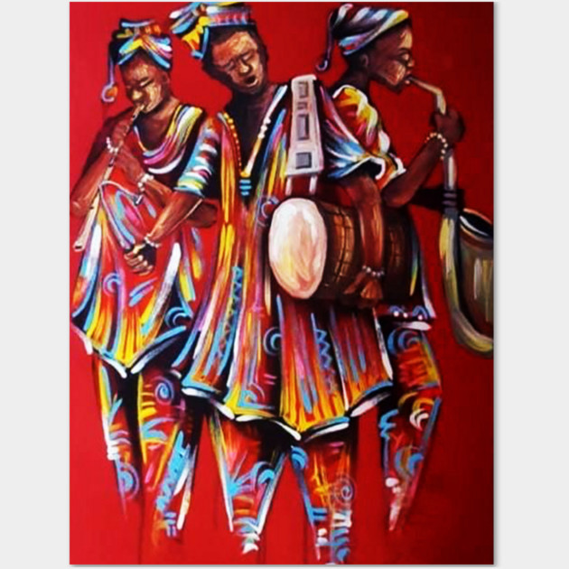 African People playing Instruments, Black History Art Wall Art by logiamerch