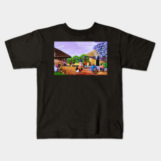 African Village Artwork, African People, Black History Kids T-Shirt