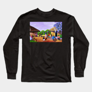African Village Artwork, African People, Black History Long Sleeve T-Shirt