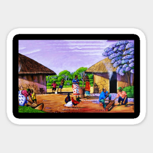 African Village Artwork, African People, Black History Sticker