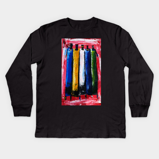 African People, African Colorful Artwork Kids Long Sleeve T-Shirt by logiamerch