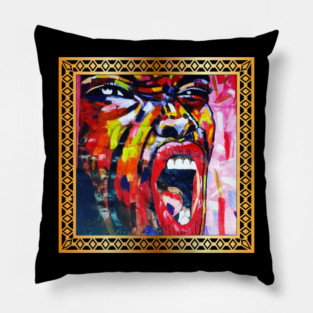African Artwork, African Woman Screaming Pillow