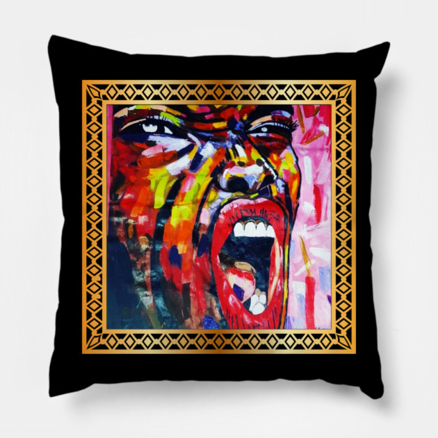 African Artwork, African Woman Screaming Pillow by logiamerch