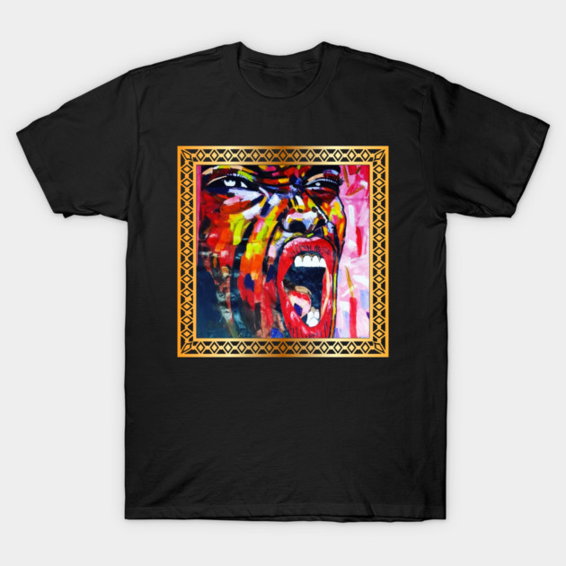 African Artwork, African Woman Screaming T-Shirt by logiamerch