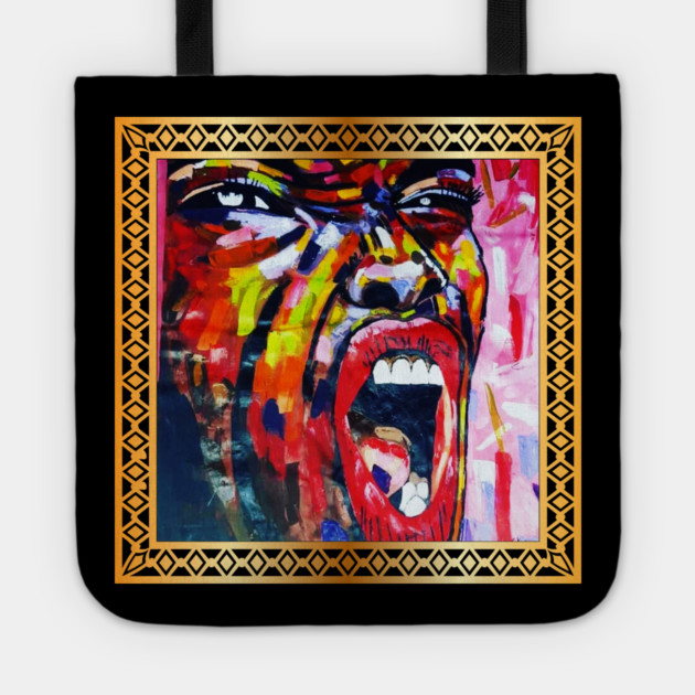 African Artwork, African Woman Screaming Tote by logiamerch