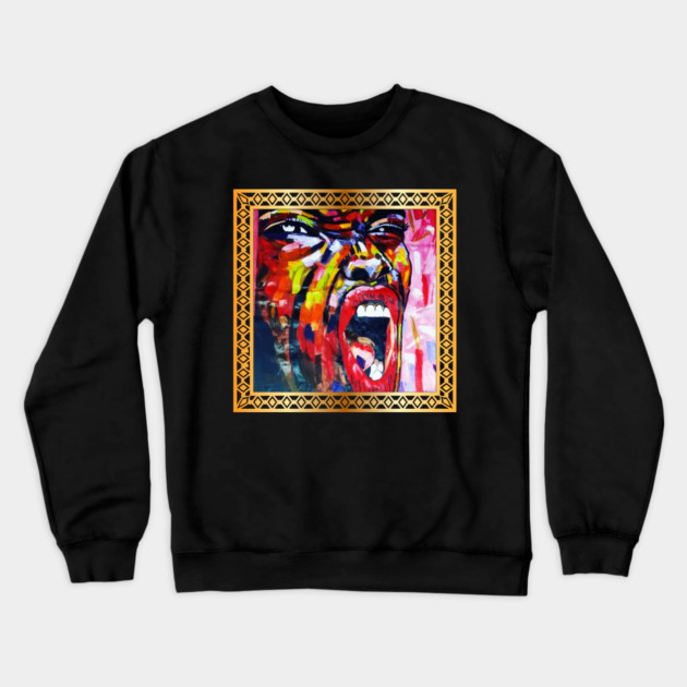 African Artwork, African Woman Screaming Crewneck Sweatshirt by logiamerch