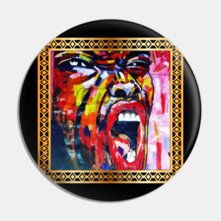 African Artwork, African Woman Screaming Pin