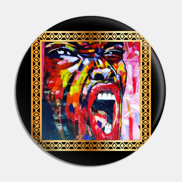 African Artwork, African Woman Screaming Pin by logiamerch