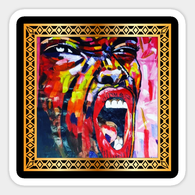African Artwork, African Woman Screaming Magnet by logiamerch