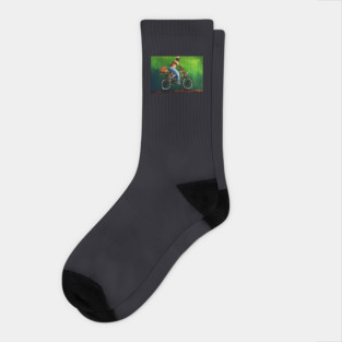 African Man riding Bicycle, African Artwork Socks