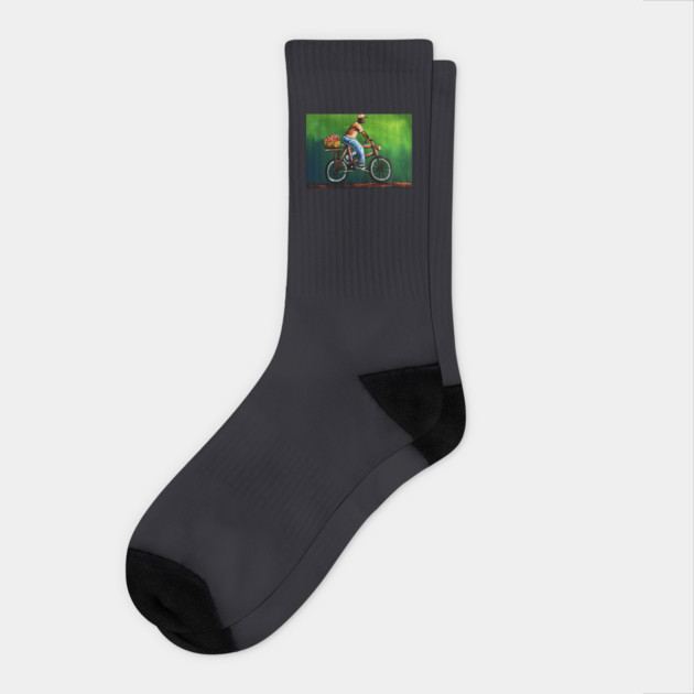 African Man riding Bicycle, African Artwork Socks by logiamerch