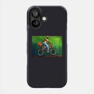 African Man riding Bicycle, African Artwork Phone Case