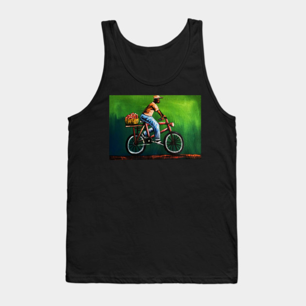 African Man riding Bicycle, African Artwork Tank Top by logiamerch
