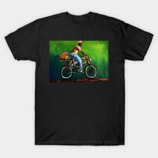 African Man riding Bicycle, African Artwork T-Shirt