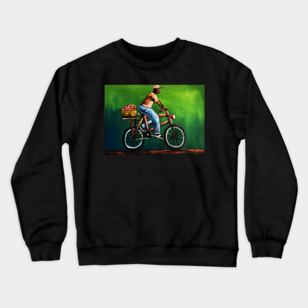 African Man riding Bicycle, African Artwork Crewneck Sweatshirt by logiamerch