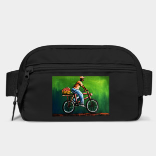 African Man riding Bicycle, African Artwork Bag