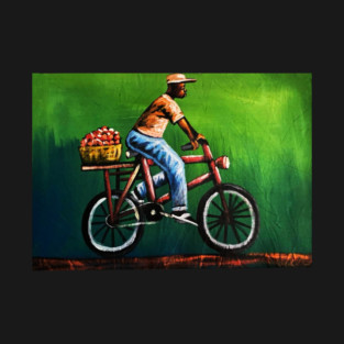 African Man riding Bicycle, African Artwork T-Shirt