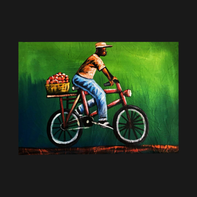 African Man riding Bicycle, African Artwork by logiamerch