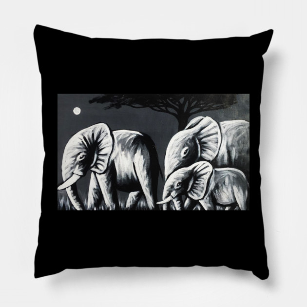 African Elephant Family, Animal Pillow by logiamerch