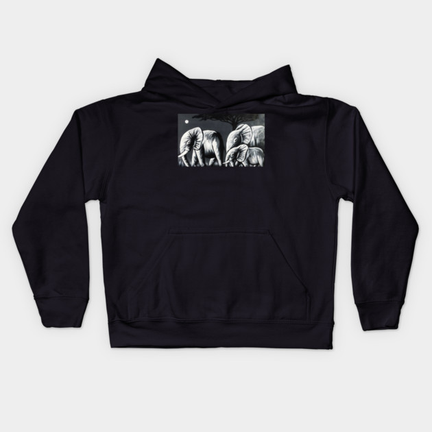 African Elephant Family, Animal Kids Hoodie by logiamerch
