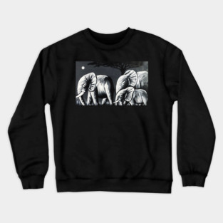 African Elephant Family, Animal Crewneck Sweatshirt