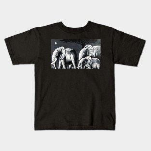 African Elephant Family, Animal Kids T-Shirt