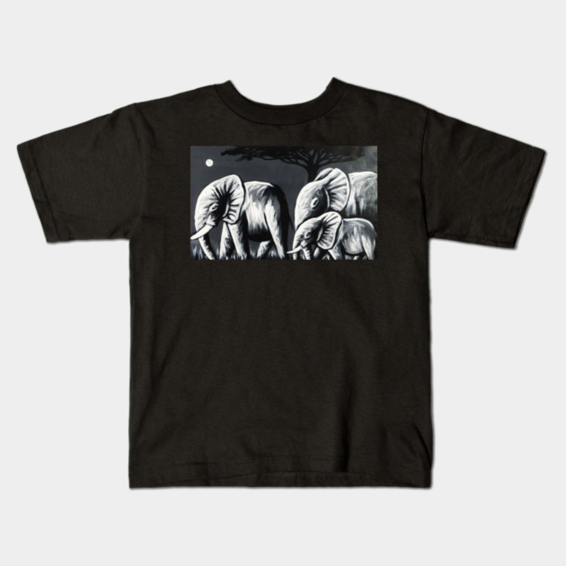 African Elephant Family, Animal Kids T-Shirt by logiamerch