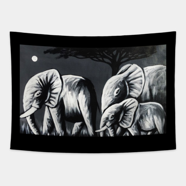 African Elephant Family, Animal Tapestry by logiamerch
