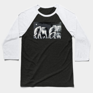 African Elephant Family, Animal Baseball T-Shirt
